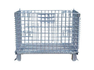 1t Wire Mesh Pallet Cage Industrial Material Handling Stackable Welded Steel Transport
