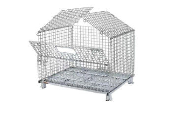 1t Wire Mesh Pallet Cage Industrial Material Handling Stackable Welded Steel Transport